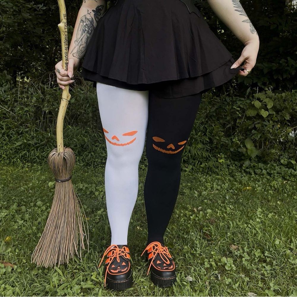 Pumpkin Black and White Duo Tights